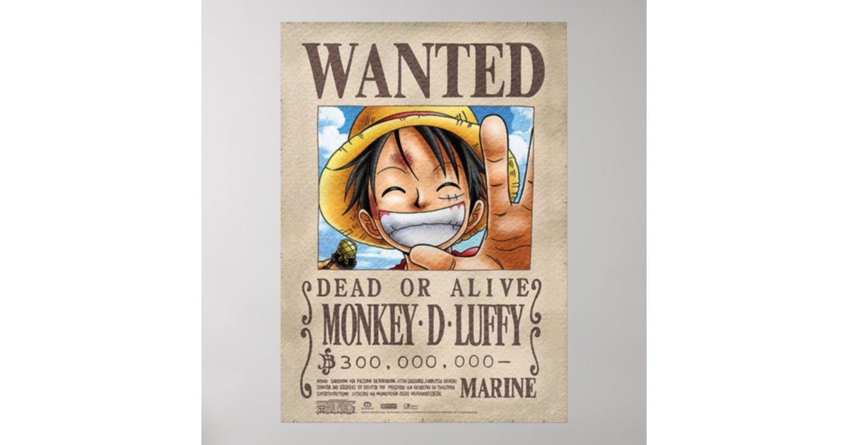 One Piece Luffy Wanted Poster Metal Poster