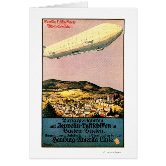 Luftschiff Zeppelin Airship over Town Poster Cards (Front)