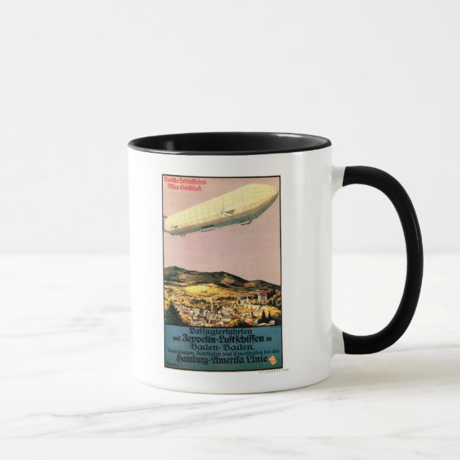 Luftschiff Zeppelin Airship over Town Poster Mug (Right)