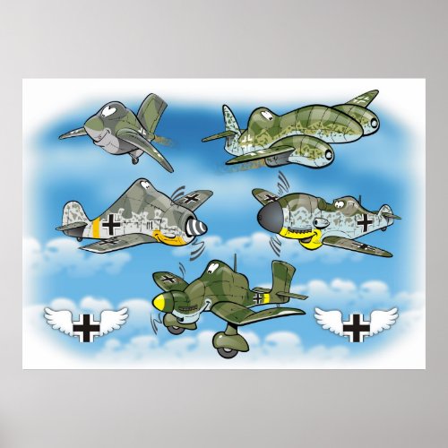 luftwaffe famous ww2 fighters poster