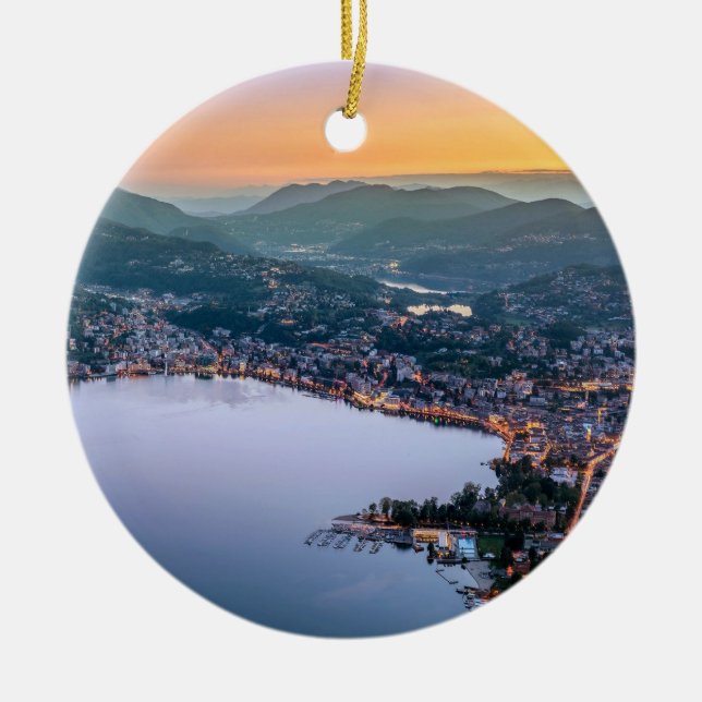 Lugano Switzerland Ceramic Ornament (Front)