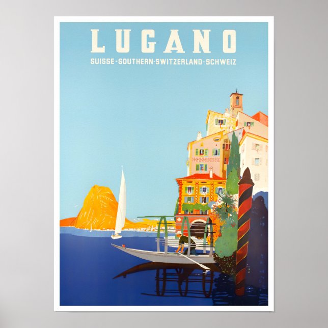 Lugano Switzerland vintage Poster (Front)