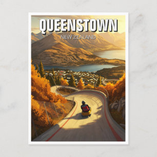 Luge in Queenstown New Zealand Travel Postcard