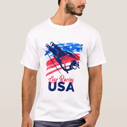 Luge Racing USA Support The Team T USA Flag Sleddi T_Shirt