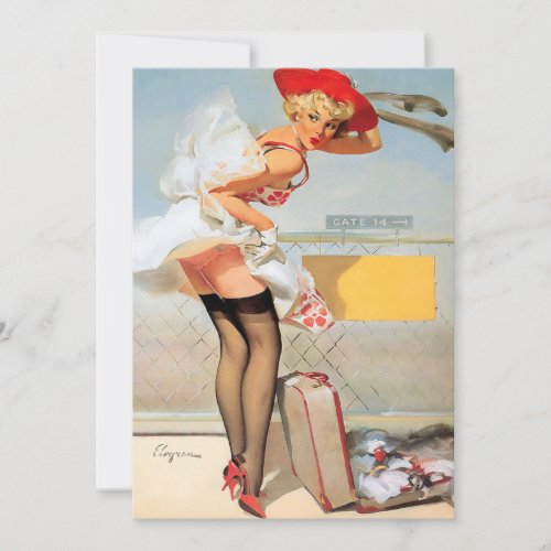 Luggage accident pinup girl personalized invitations