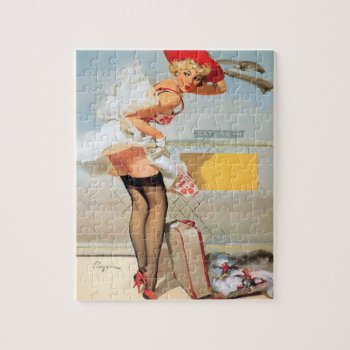Luggage Accident Pinup Girl Jigsaw Puzzle by PinUpGallery at Zazzle