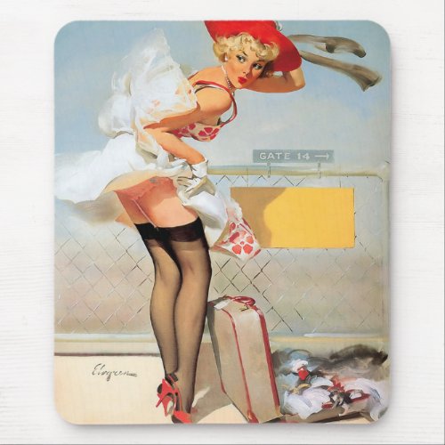 Luggage accident pinup girl mouse pad