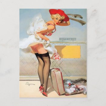 Luggage Accident Pinup Girl Postcard by PinUpGallery at Zazzle