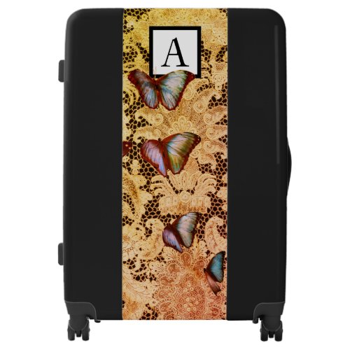 LUGGAGE ANTIQUE LACE PATTERN CUSTOM INITIAL