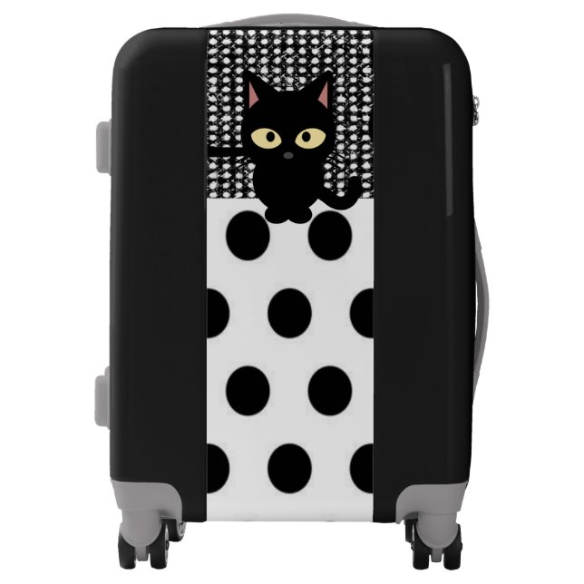 Luggage Cat Polka Dot Black White (Front)