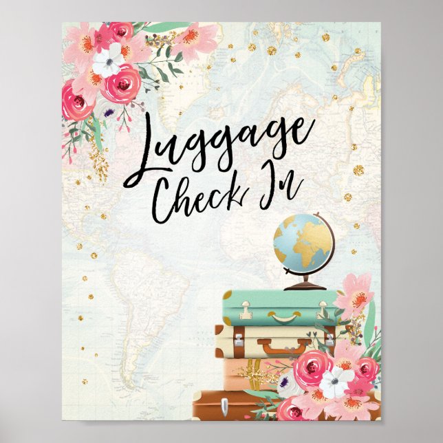 Luggage Check In Sign Travel Shower Miss to Mrs (Front)
