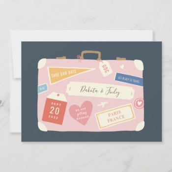 Luggage Destination Save The Date by fourwetfeet at Zazzle