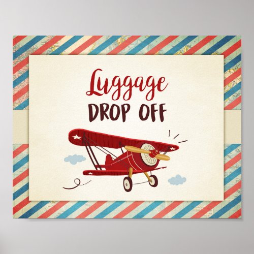 Luggage drop off Sign Airplane Birthday Baby Boy