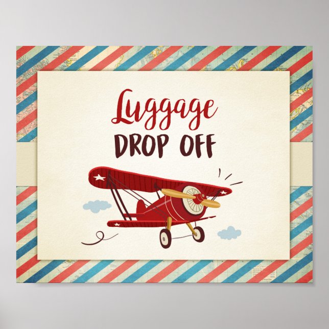 Luggage drop off Sign Airplane Birthday Baby Boy (Front)