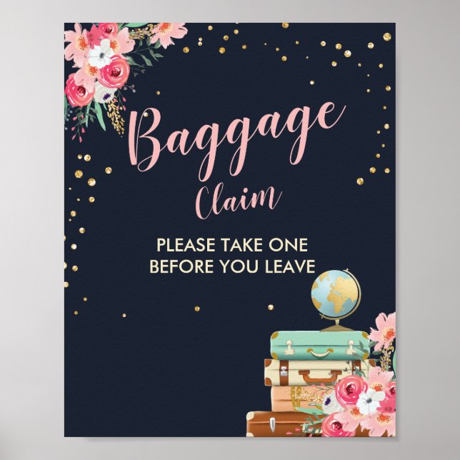 Luggage drop Off Sign Travel shower Miss to Mrs (Front)