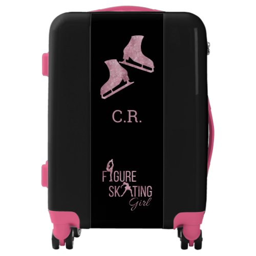 Luggage Figure Skating girl pink sparkle monogram