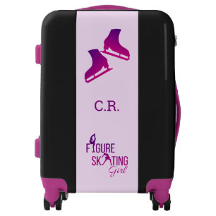 Luggage Figure Skating girl purple pink monogram
