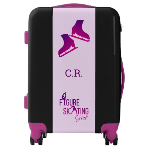 Luggage Figure Skating girl purple pink monogram