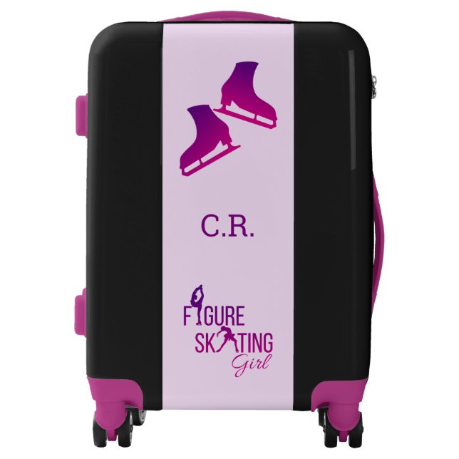 Luggage Figure Skating girl purple pink monogram (Front)