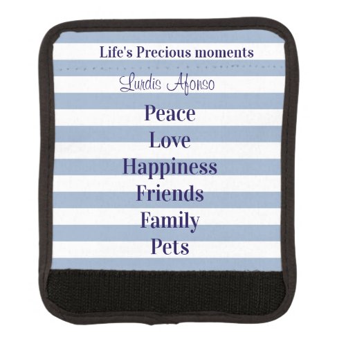 Luggage Handle Wrap Blue & White Stripe Love