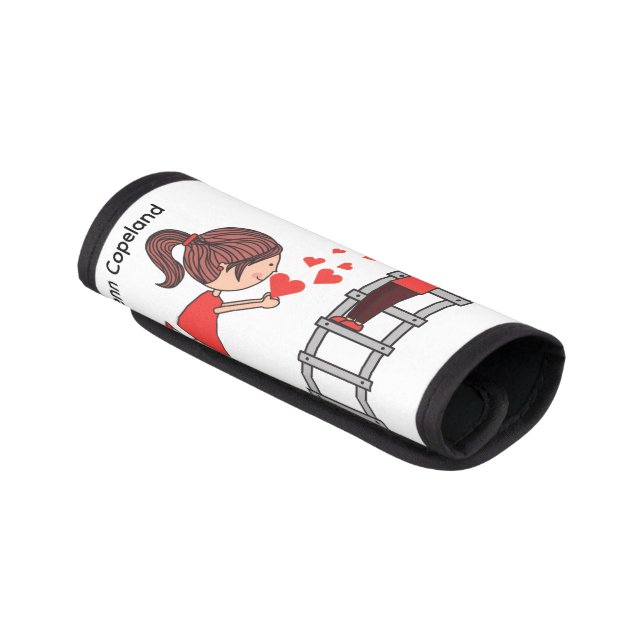 Luggage Handle Wrap Couple Love Red Hearts  (Angled)