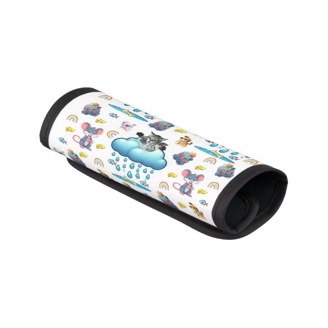 Luggage Handle Wrap Dog Cat Mouse Rainbow Cheese  (Angled)