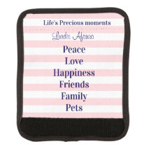 Luggage Handle Wrap Pink & White Stripe Love