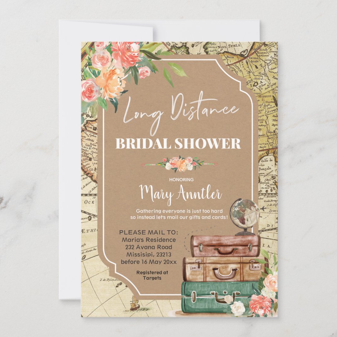 Luggage Long Distance Bridal Shower Invitation Zazzle