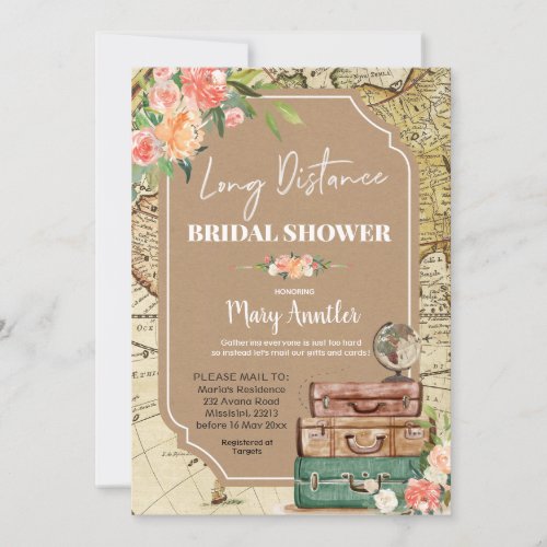 Luggage Long Distance Bridal Shower Invitation