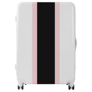 Luggage Pink & White Black Stripe
