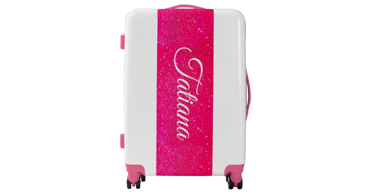 Luggage Suitcase Dark Pink Glitter Zazzle