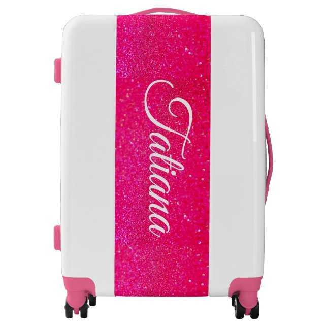 Luggage Suitcase - Dark Pink Glitter (Front)