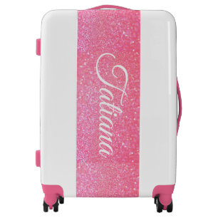 Luggage Suitcase - Pink Glitter Name