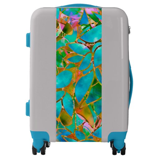 Luggage Suitcases Floral Abstract Stained Glass | Zazzle