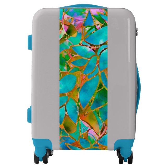 Luggage Suitcases Floral Abstract Stained Glass (Front)