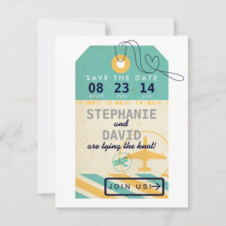 Luggage Tag Airmail Destination Wedding Save Date Save The Date | Zazzle