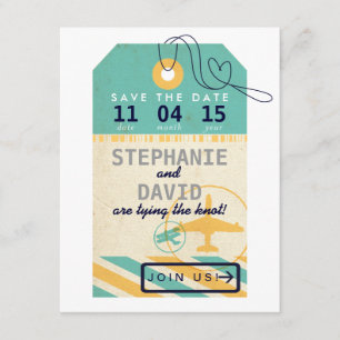 Luggage Tag Airmail Destination Wedding Save Date Save The Date