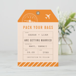 Luggage Tag Save the Date Cards & Invitation Templates | Zazzle