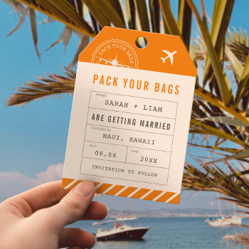 Luggage Tag Boarding Pass Save The Date by splendidsummer at Zazzle