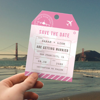Luggage Tag Boarding Pass Save The Date by splendidsummer at Zazzle