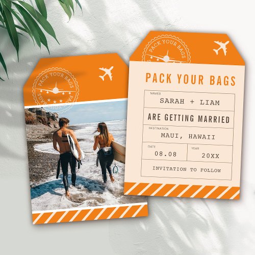Luggage Tag Boarding Pass Save The Date