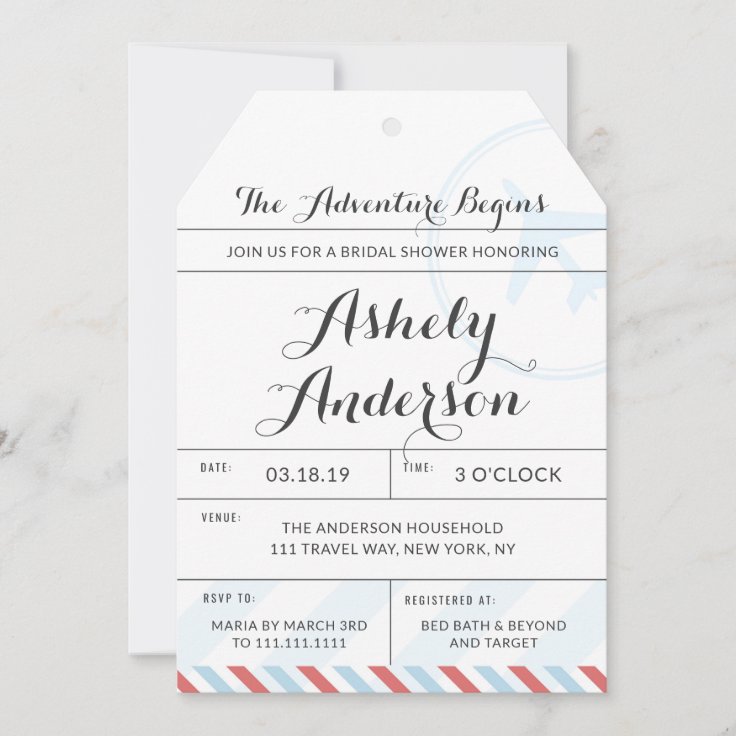 Luggage Tag Bridal Shower Invitation Zazzle