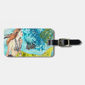 Luggage Tag Customize  Tranquil Waters Mermaid by ArtFeltTherapies at Zazzle