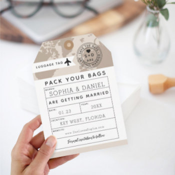 Luggage Tag Destination Wedding Save The Date by CreativeUnionDesign at Zazzle