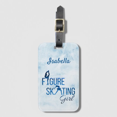 Luggage Tag Figure Skating girl blue