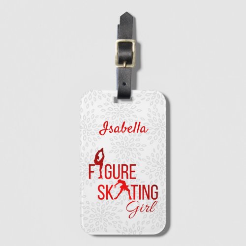 Luggage Tag Figure Skating girl red