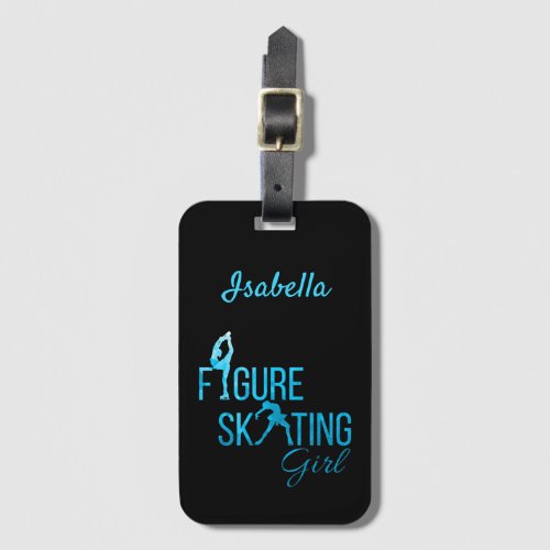 Luggage Tag Figure Skating girl turquoise ice