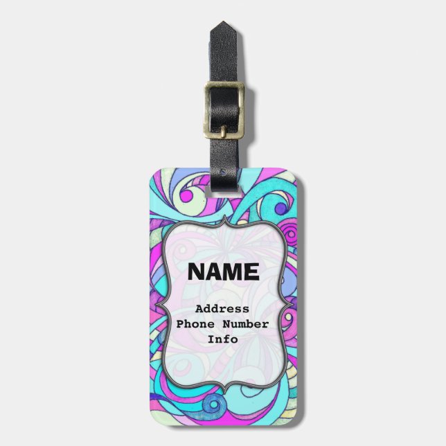 Luggage Tag Floral abstract background (Front Vertical)