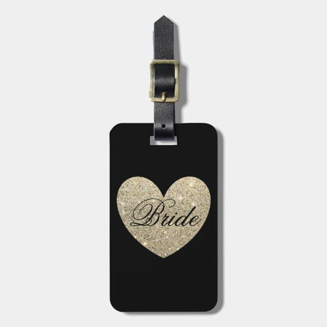 Luggage Tag | Glitter Heart Bride (Front Vertical)