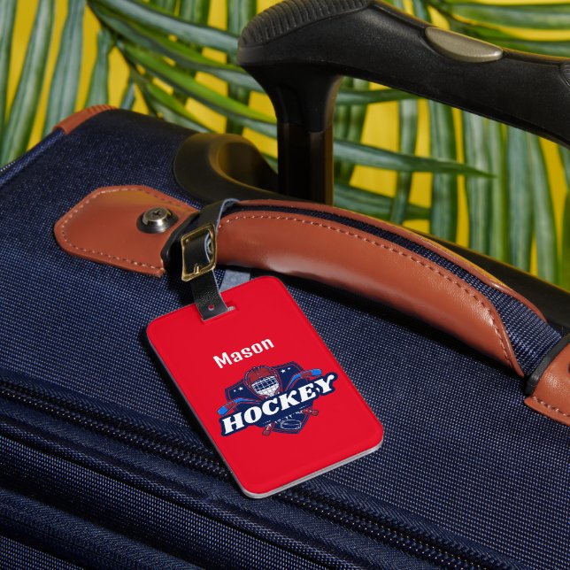Luggage Tag Hockey Gear - Personalized -Add Name # (Front Insitu 1)